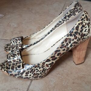 Franco Sarto Vice, Animal Print platform, High Chunk Heel, Peep Toe Shoes